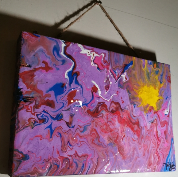 Wood Abstract Painting Blooming Sunset colors - Picture 1 of 10